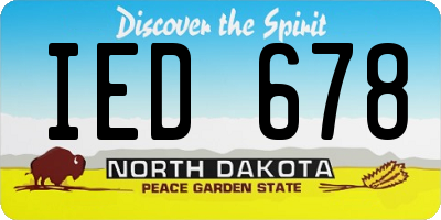 ND license plate IED678