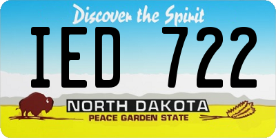 ND license plate IED722