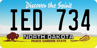 ND license plate IED734