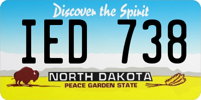 ND license plate IED738