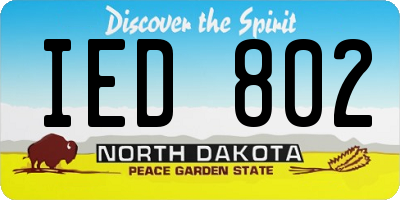 ND license plate IED802