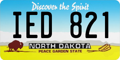 ND license plate IED821