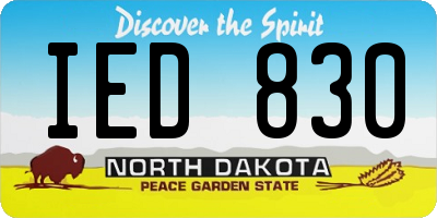 ND license plate IED830