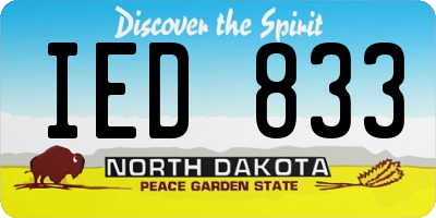 ND license plate IED833