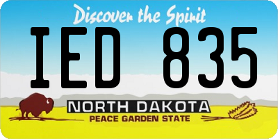 ND license plate IED835