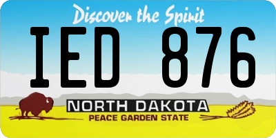ND license plate IED876