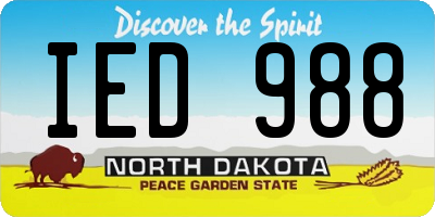 ND license plate IED988