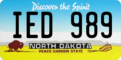 ND license plate IED989