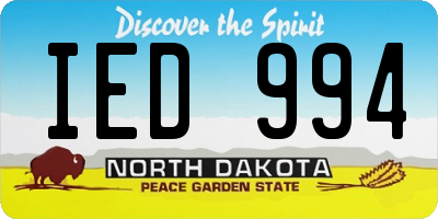 ND license plate IED994