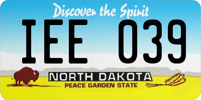 ND license plate IEE039
