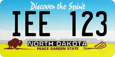 ND license plate IEE123