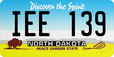 ND license plate IEE139