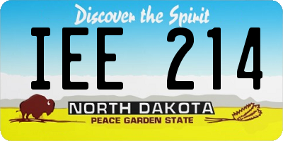ND license plate IEE214
