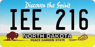 ND license plate IEE216