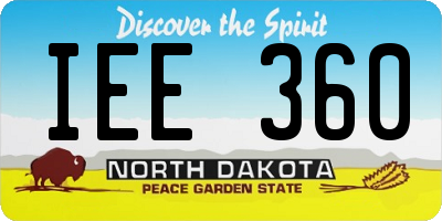 ND license plate IEE360