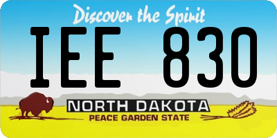 ND license plate IEE830