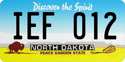 ND license plate IEF012