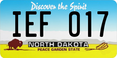 ND license plate IEF017