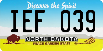 ND license plate IEF039