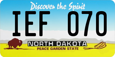 ND license plate IEF070