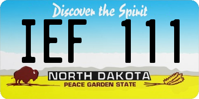 ND license plate IEF111