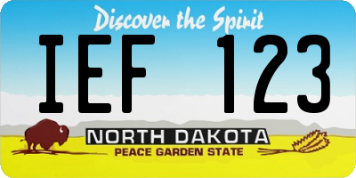 ND license plate IEF123