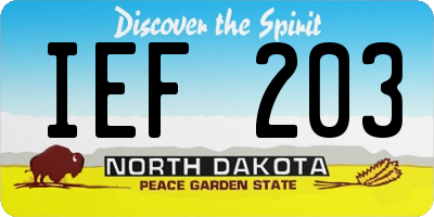 ND license plate IEF203