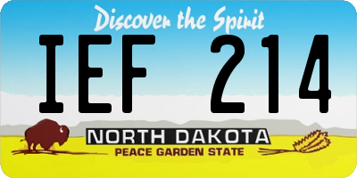ND license plate IEF214
