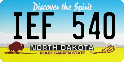 ND license plate IEF540