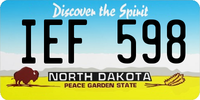 ND license plate IEF598