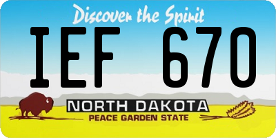 ND license plate IEF670