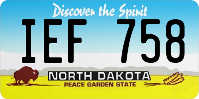 ND license plate IEF758