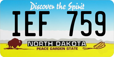 ND license plate IEF759