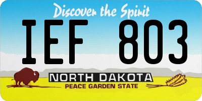ND license plate IEF803