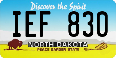 ND license plate IEF830