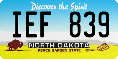 ND license plate IEF839