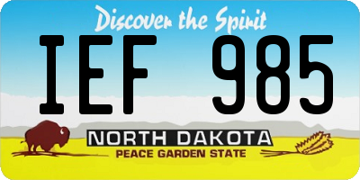 ND license plate IEF985