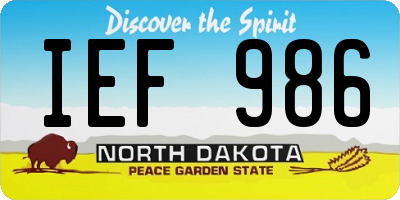 ND license plate IEF986