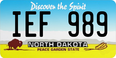 ND license plate IEF989