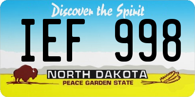 ND license plate IEF998