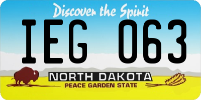 ND license plate IEG063