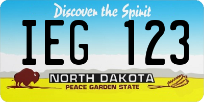 ND license plate IEG123