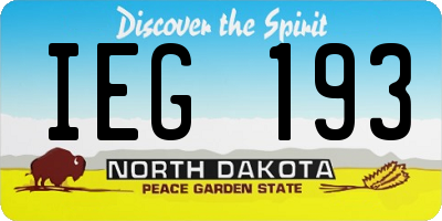 ND license plate IEG193