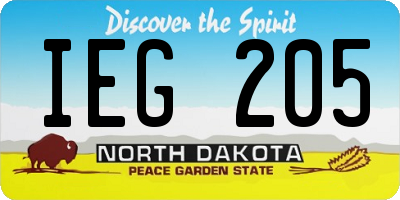 ND license plate IEG205