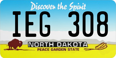 ND license plate IEG308