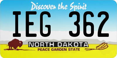 ND license plate IEG362