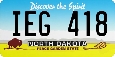 ND license plate IEG418