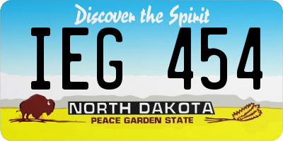 ND license plate IEG454