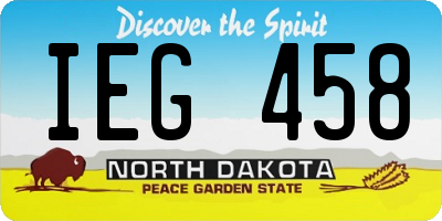 ND license plate IEG458