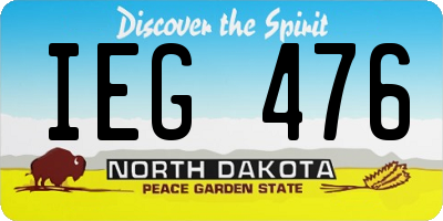 ND license plate IEG476